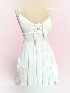 Garage White Tie-Front Babydoll Mini Dress
